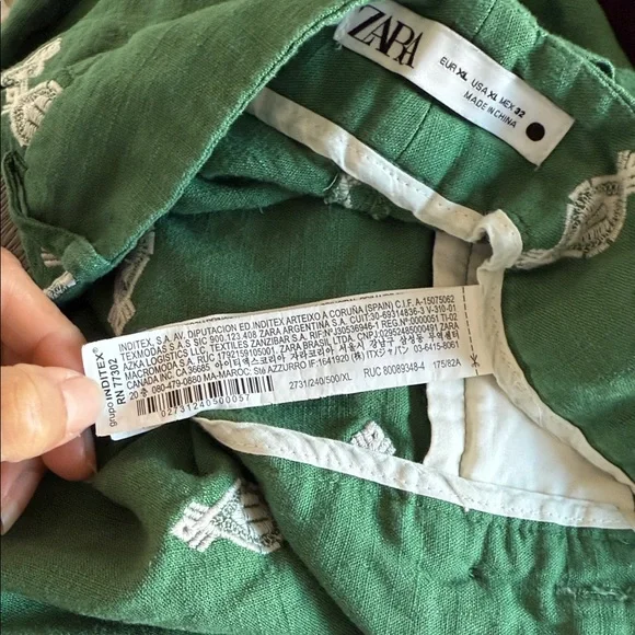 Zara Green Patterned Wide Leg Pants - Picture 10 of 10